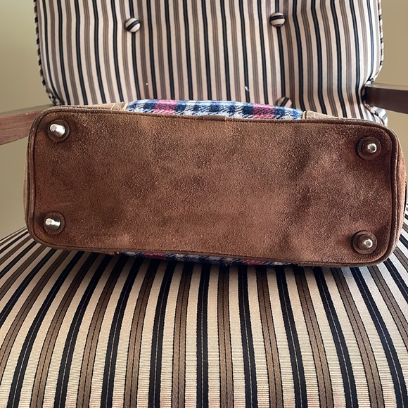 Vintage Coach Hamptons Tartan Wool Plaid & Suede carryall 9521 W/ COIN PURSE - Picture 6 of 15
